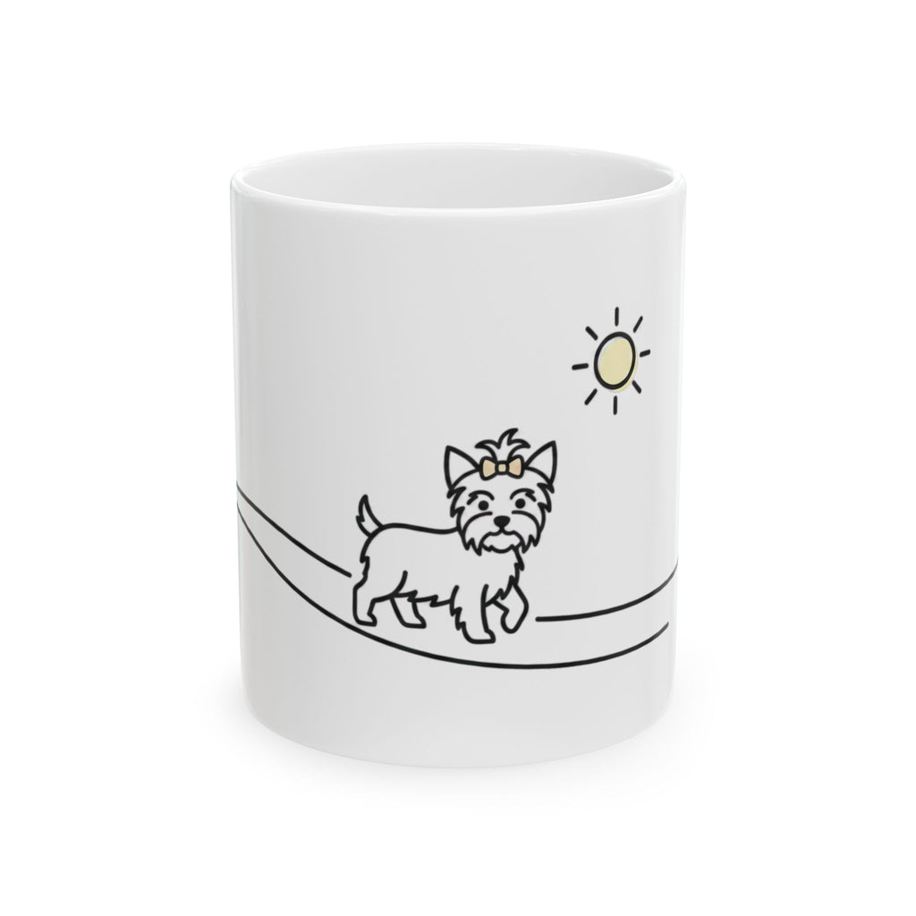 Walking Yorkie Ceramic (11oz) Mug – Cute Yorkshire Terrier Dog Lover Coffee Cup