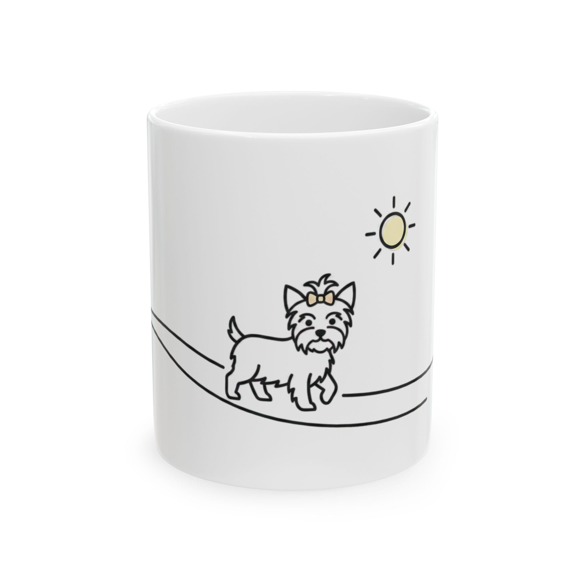 Walking Yorkie Ceramic (11oz) Mug – Cute Yorkshire Terrier Dog Lover Coffee Cup