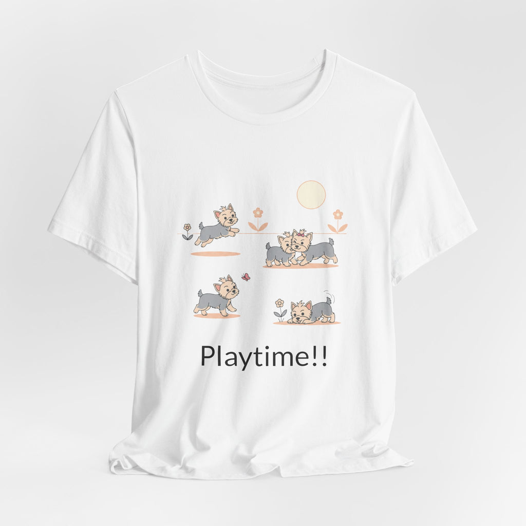 Teacup Yorkies Playing T-Shirt – Cute Yorkshire Terrier Puppy Tee for Dog Lovers