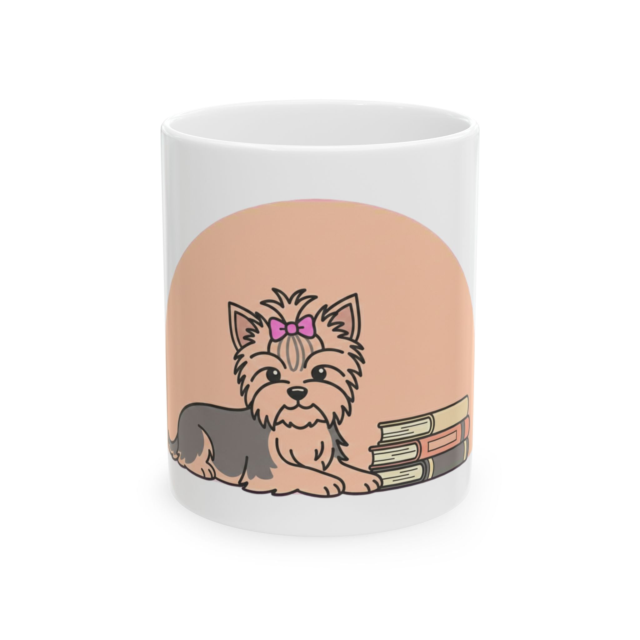 Yorkie Book Lover Ceramic Mug, (11oz) – Cute Yorkshire Terrier Reading Mug for Dog & Book Fans
