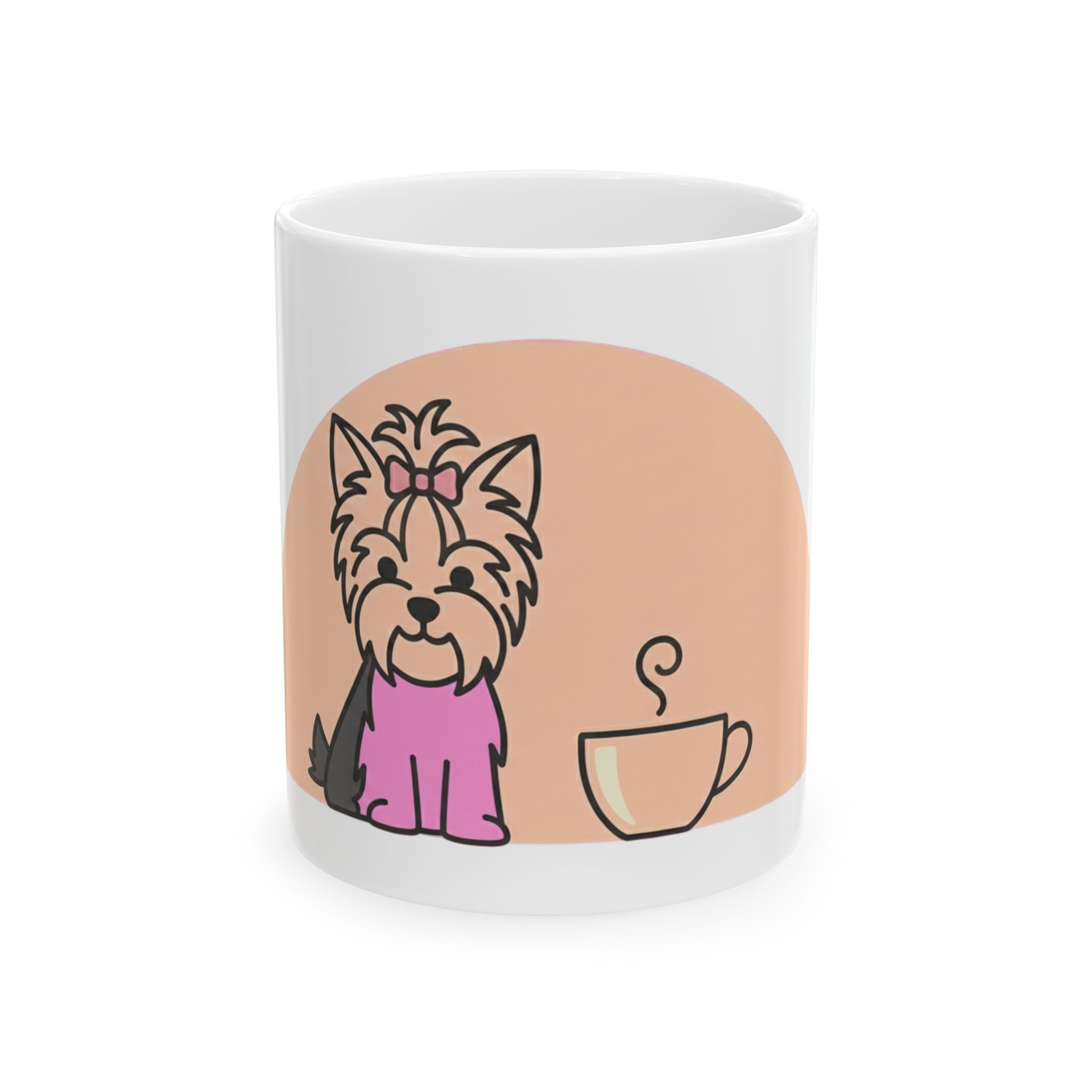 Yorkie Coffee Ceramic Mug (11oz) – Cute Yorkshire Terrier Line Art Cup for Dog Lovers