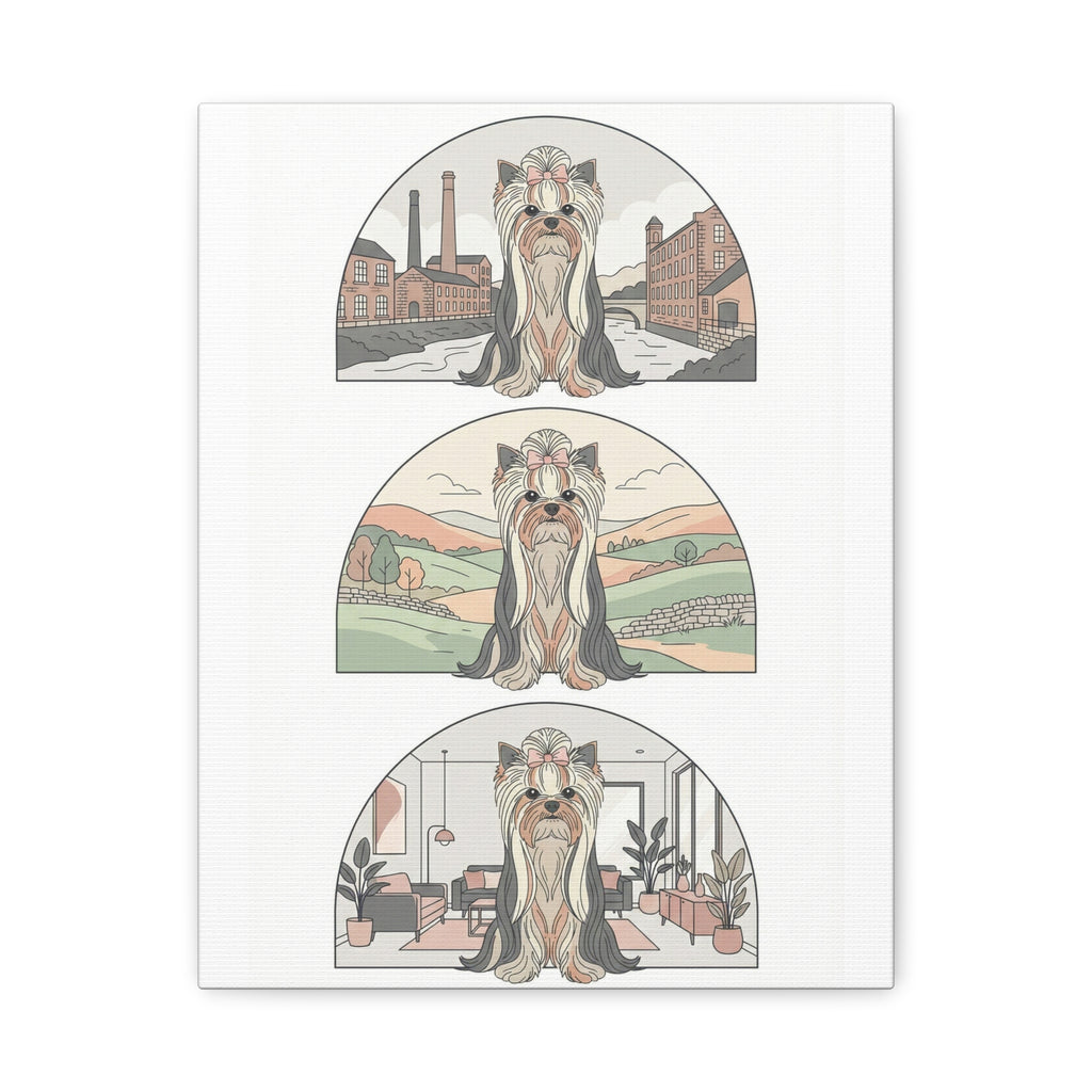 Elegant Long-Haired Yorkie Wall Art – Regal Yorkshire Terrier Print in Three Background Styles, Matte Canvas, Stretched, 1.25