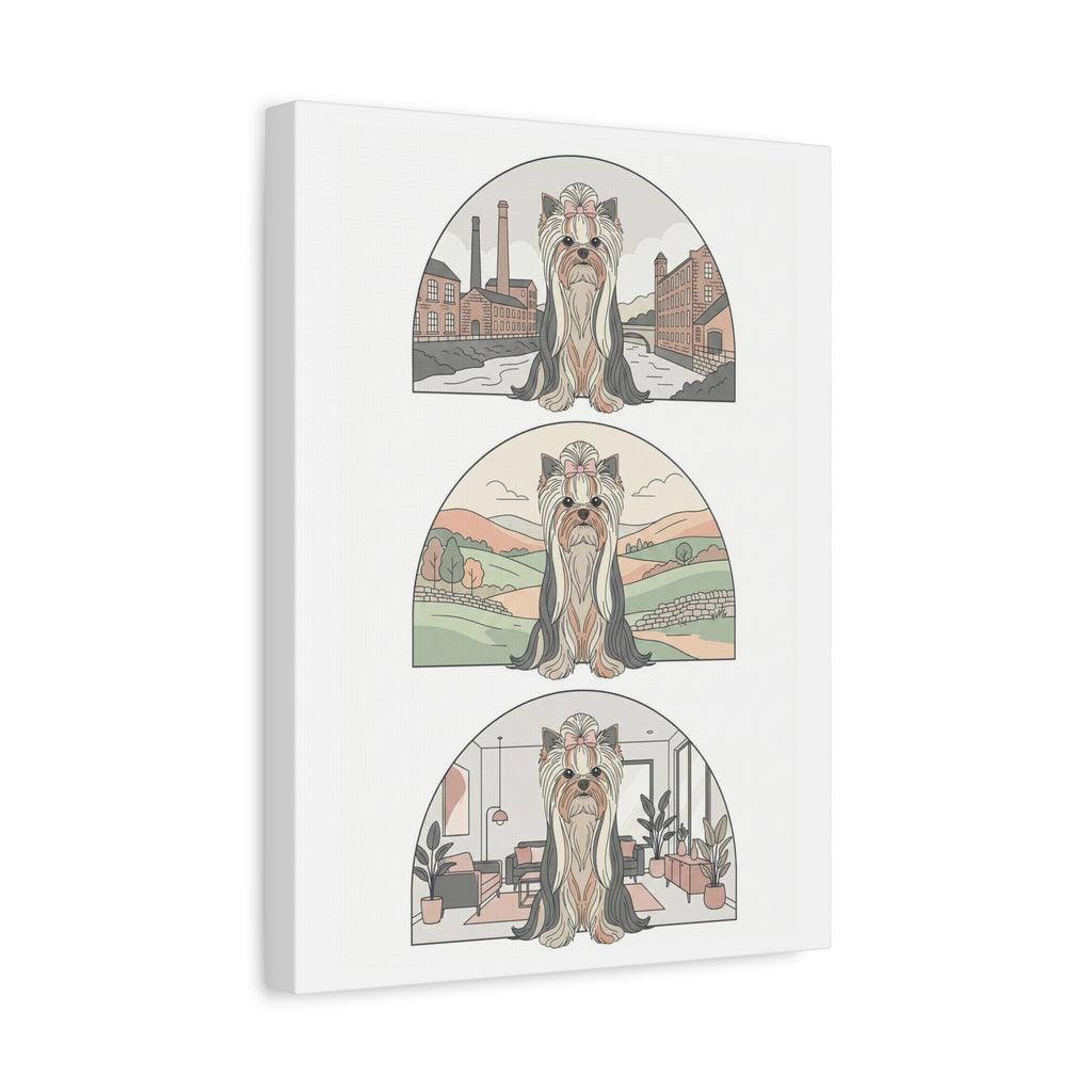 Elegant Long-Haired Yorkie Wall Art – Regal Yorkshire Terrier Print in Three Background Styles, Matte Canvas, Stretched, 1.25
