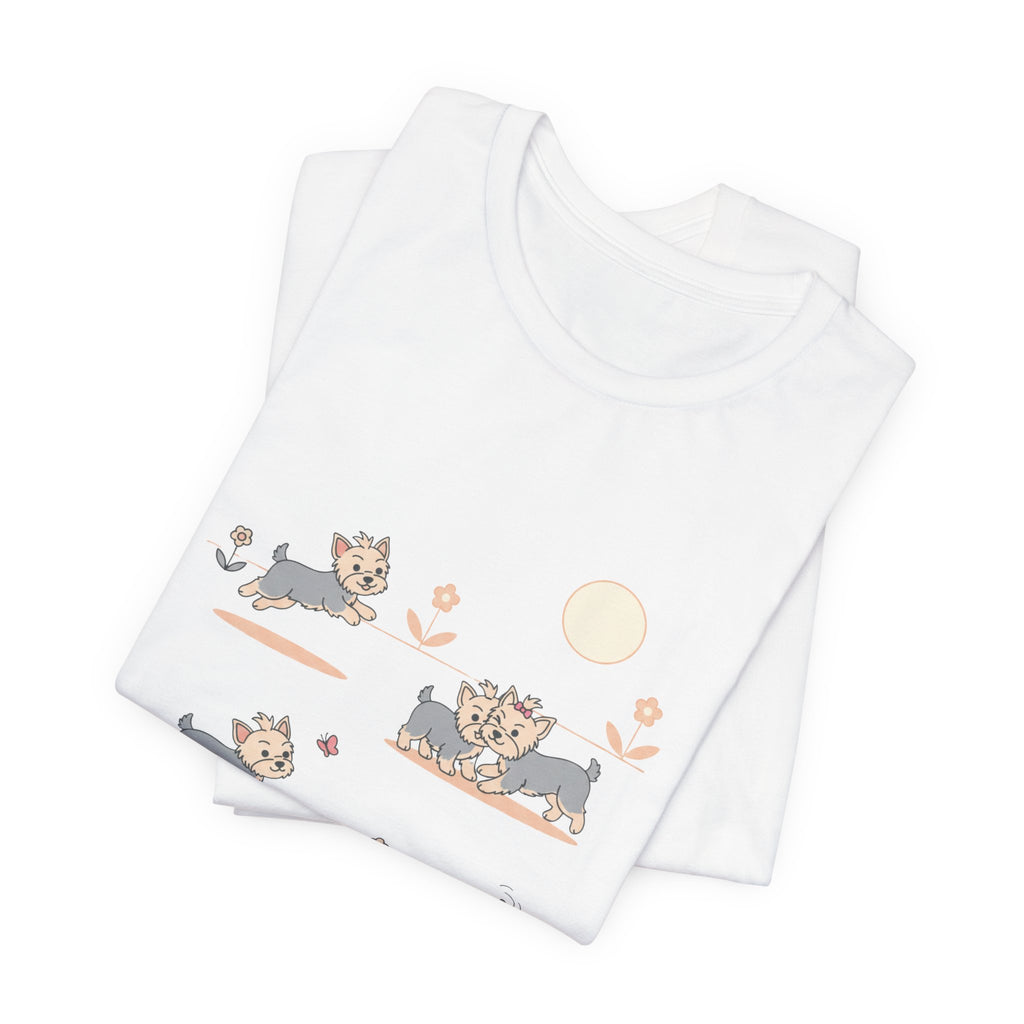 Teacup Yorkies Playing T-Shirt – Cute Yorkshire Terrier Puppy Tee for Dog Lovers