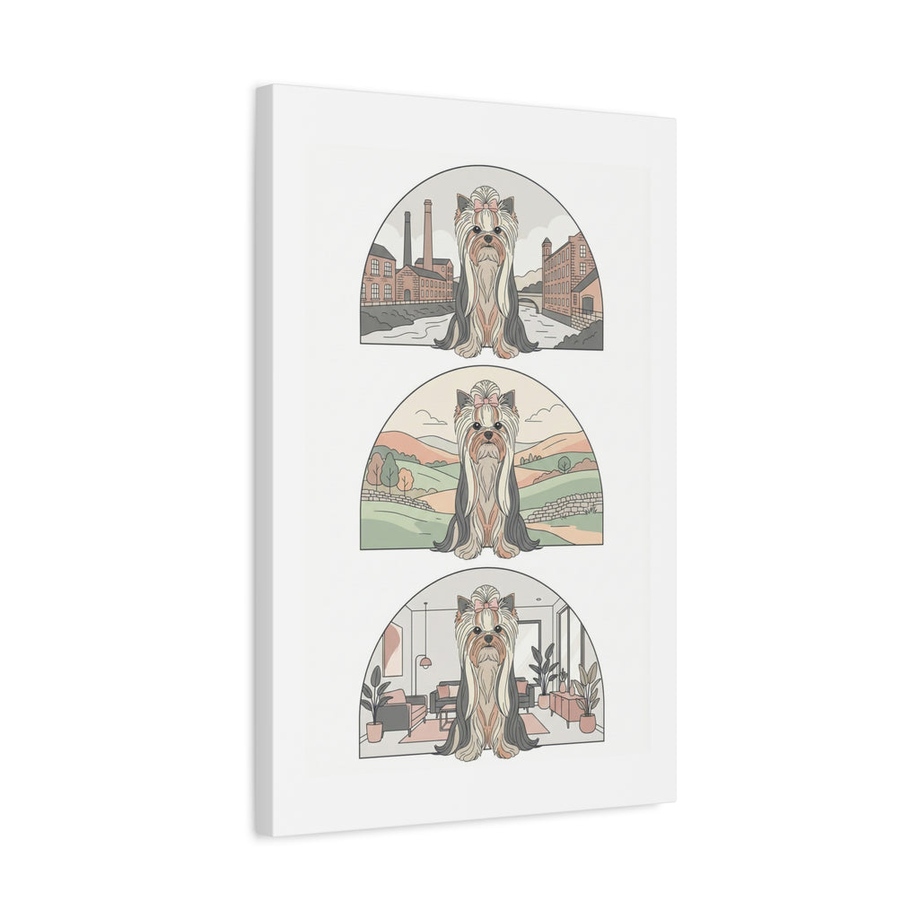Elegant Long-Haired Yorkie Wall Art – Regal Yorkshire Terrier Print in Three Background Styles, Matte Canvas, Stretched, 1.25